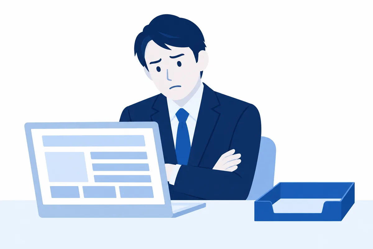 求人を出しても応募が集まらず困っている採用担当者のイラスト