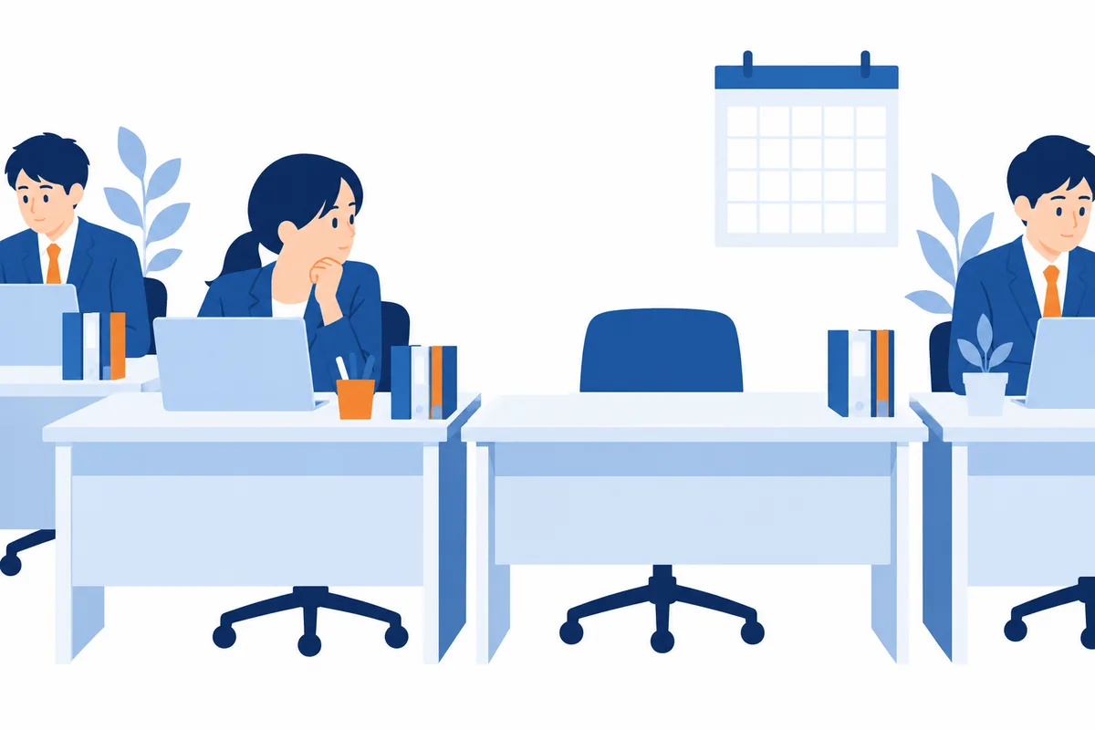 入社した社員が早期に離職してしまう様子のイラスト